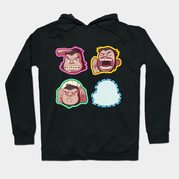 Three not so wise Monkeys Hoodie by KareeArt